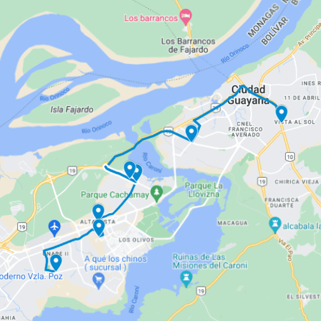 Ciudad Bolívar Ruta de Bus 1: Av. Manuel Piar-C.C Rio Caura