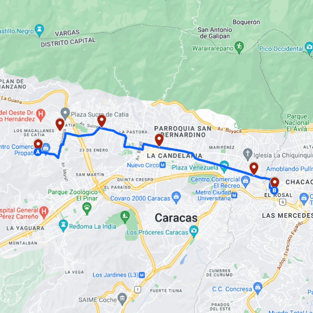 Caracas Ruta de Bus: Propatria - Chacaíto