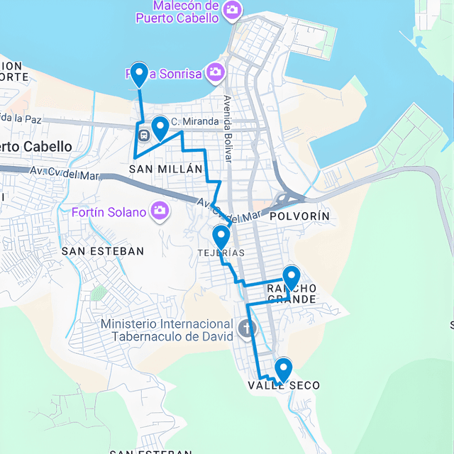 Buses publicitarios en Puerto Cabello Ruta de Bus 2: Valle Seco-Muelle
