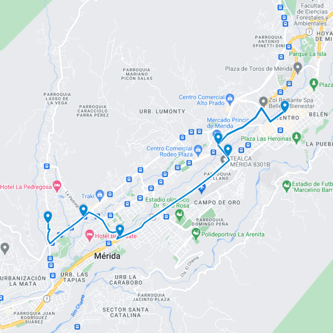 Mérida Ruta de Bus 1: Urb.Pedregosa Alta-Centro