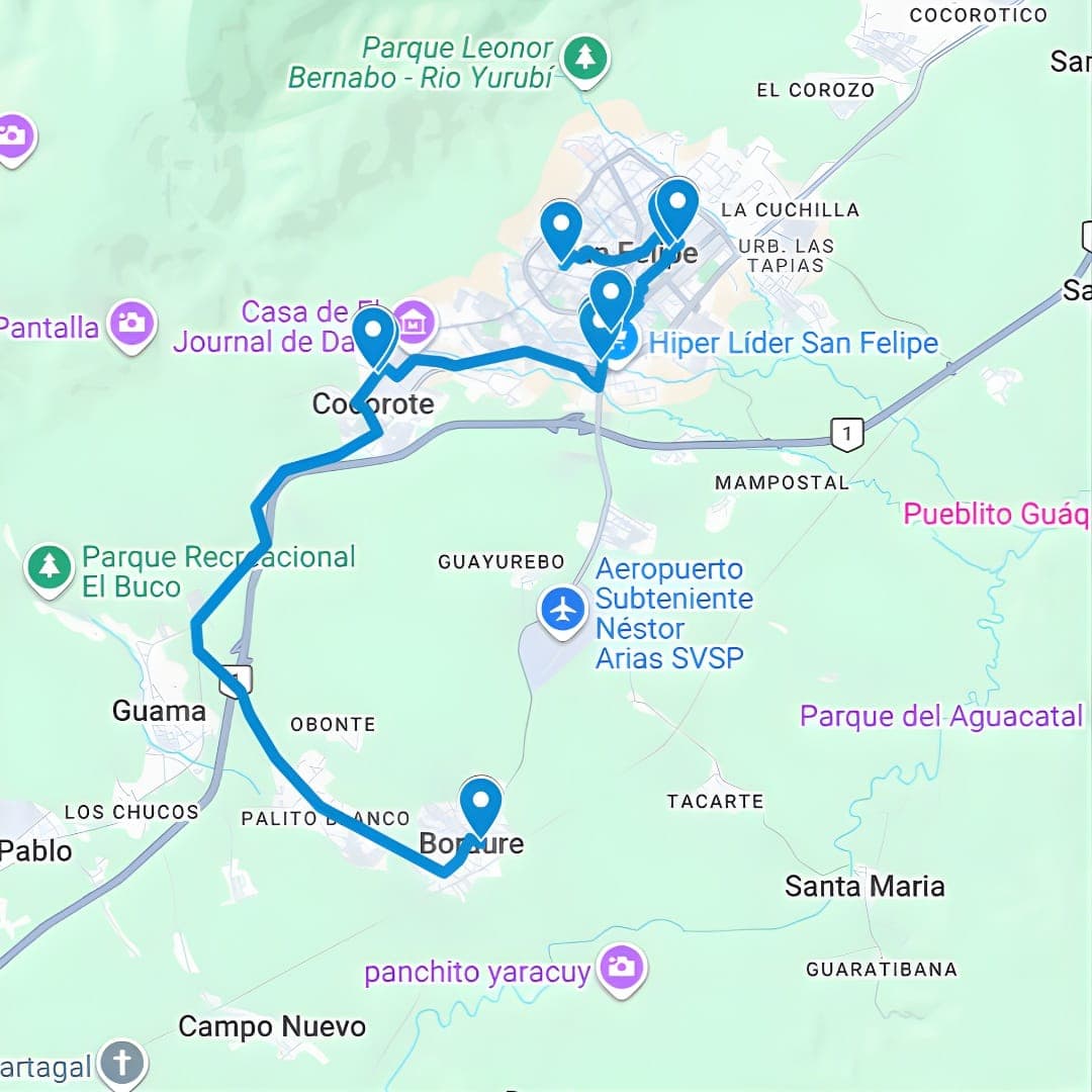 Yaracuy Ruta de Bus San Felipe 1: Terminal Nuevo-Av. Bolivar