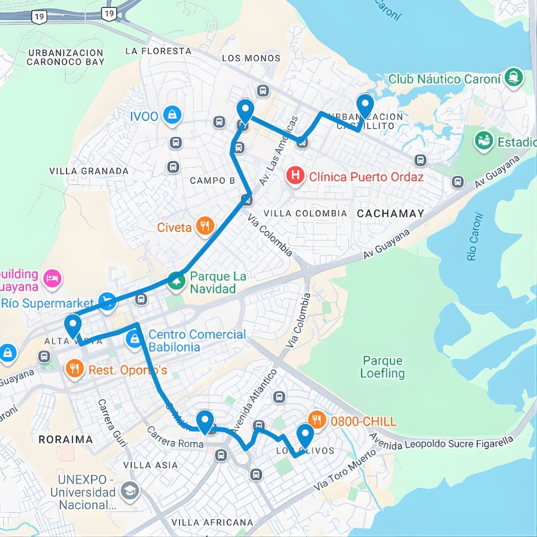 Puerto Ordaz Ruta de Bus 5: Los Olivos-Castillito