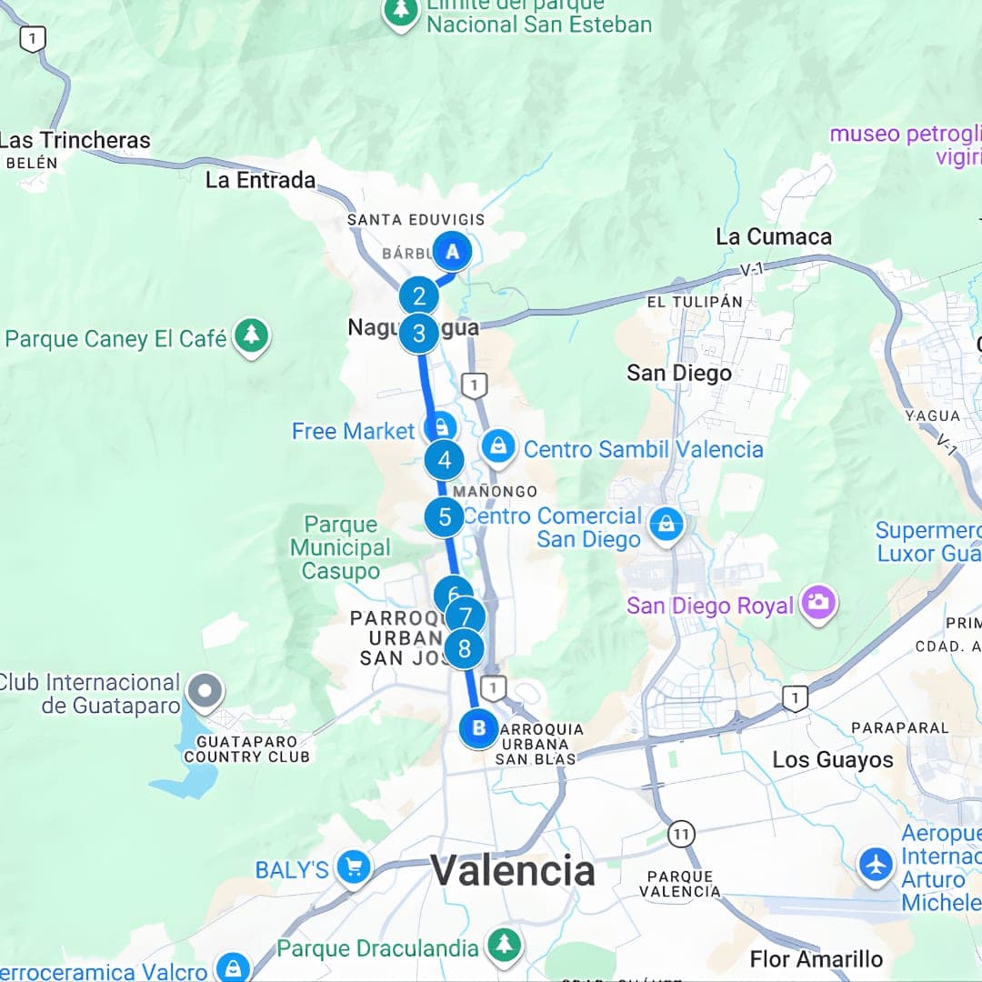 Valencia Ruta 1: Universidad de Valencia - Av. Cedeño, Circuito Contínuo