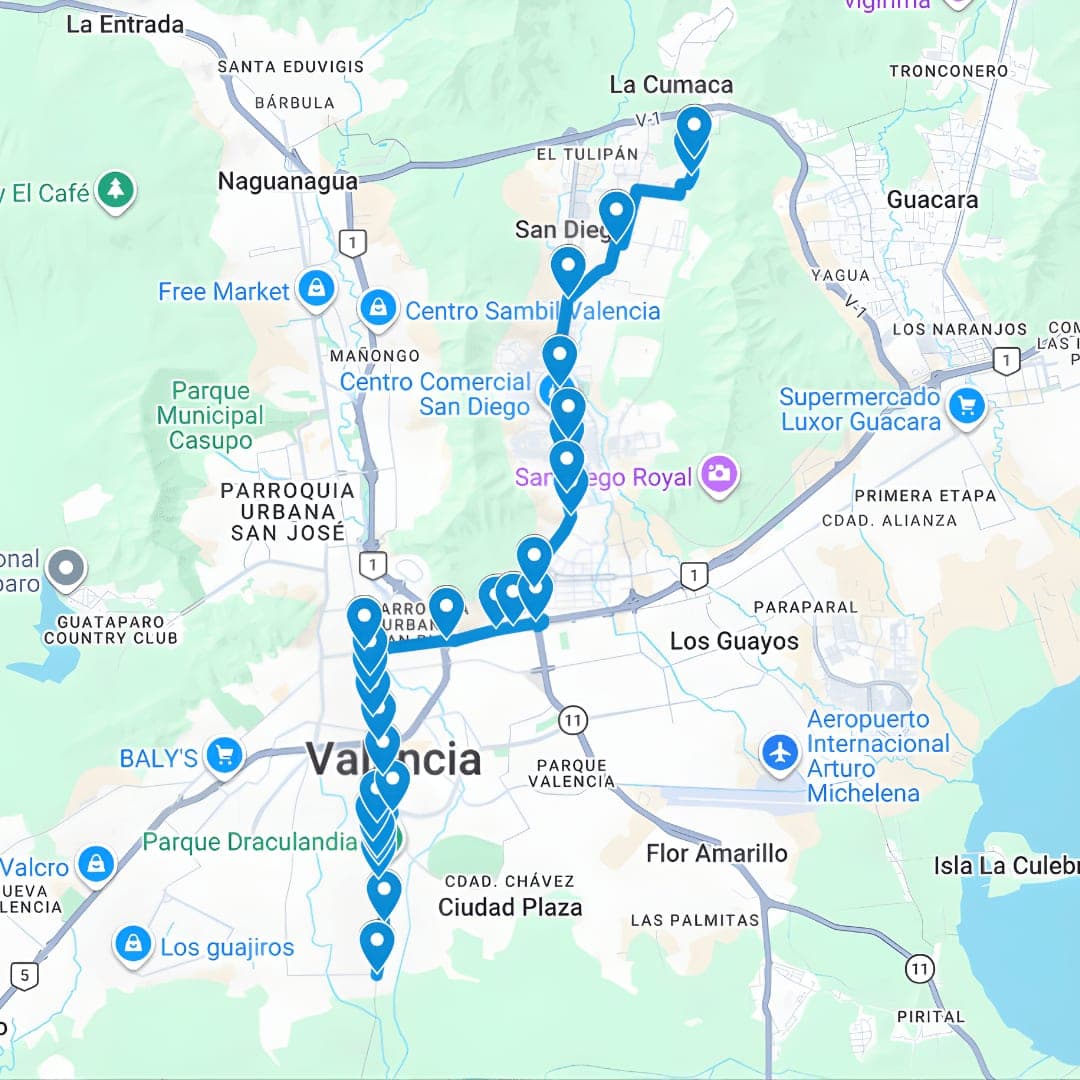 Valencia Ruta 3: Av.190 Naguanagua-La Monumental Plaza de Toros