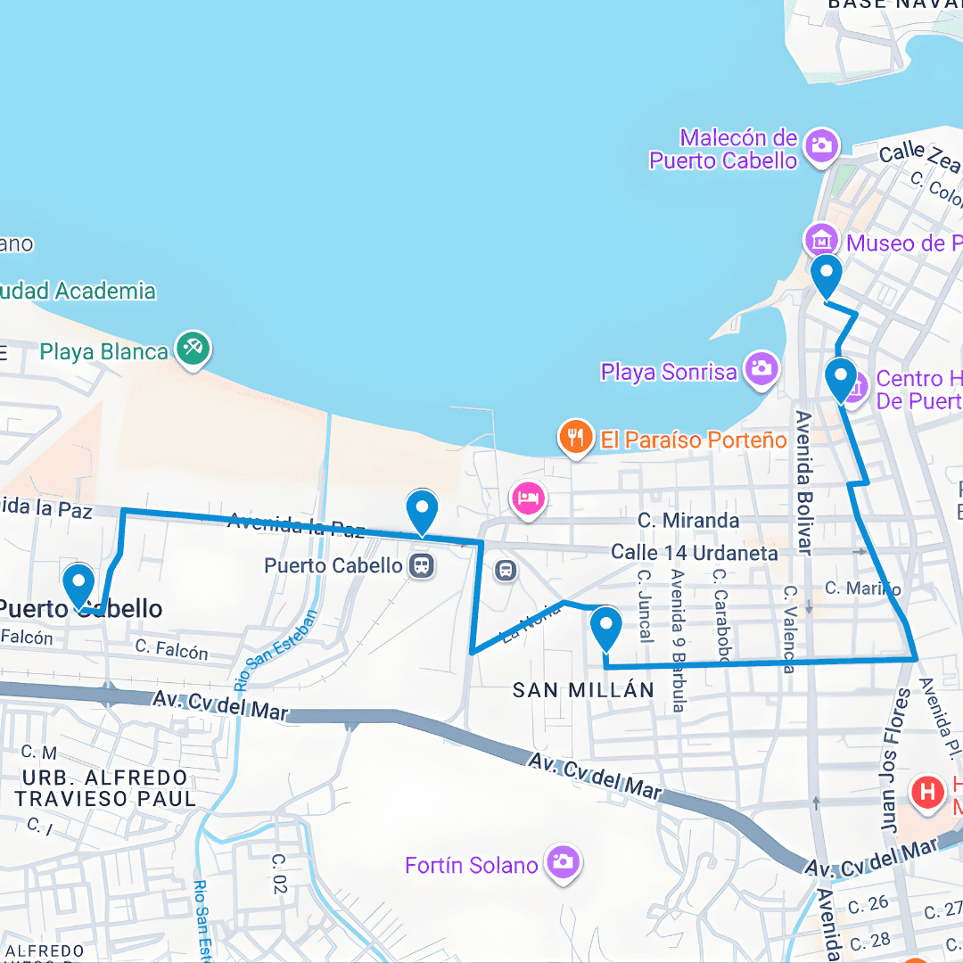 Buses publicitarios en Puerto Cabello Ruta de Bus 5: Treminal-Plaza Bolivar