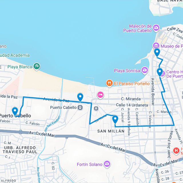 Buses publicitarios en Puerto Cabello Ruta de Bus 5: Treminal-Plaza Bolivar