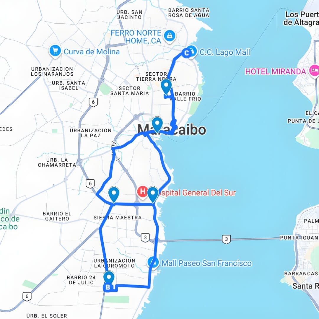 Maracaibo Ruta 1: Plaza el Angel - Cervecería Polar
