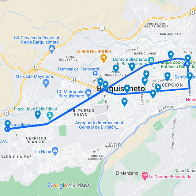 Buses publicitarios en Barquisimeto Ruta 7: Inicio Av. Florencio Jiménez Oeste - Hospital Central Universitario