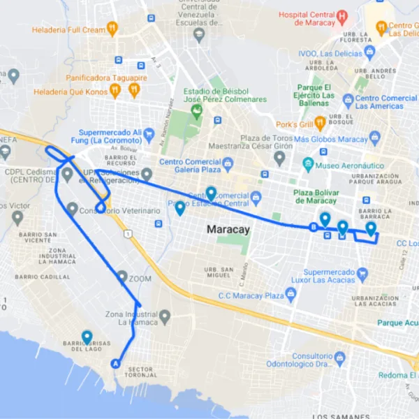 Maracay Ruta de Bus 2: Terminal de Pasajeros - Brisas del Lago