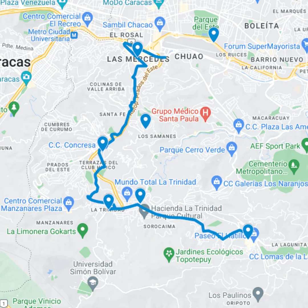 Caracas Ruta de Bus 16 Av. Principal las Mercedes - El Hatillo