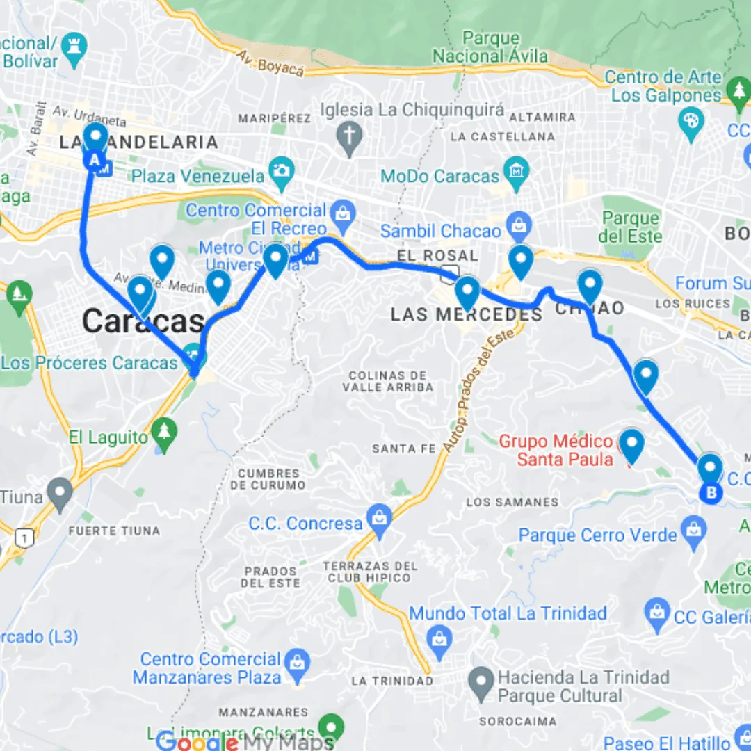 Caracas Ruta de Bus 17: Cine Broadway - Santa Paula