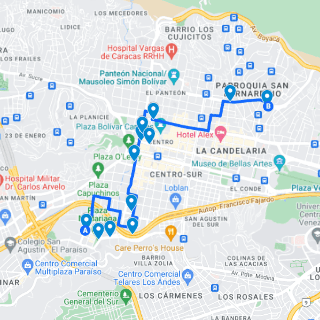 Caracas Ruta de Bus 23: El Paraíso - Clínica Caracas