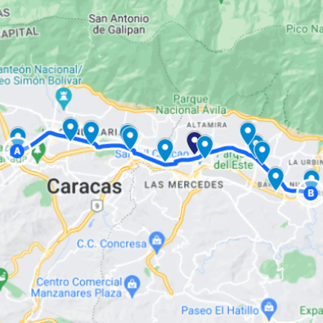 Caracas Ruta de Bus 25: Av. San Martín - Petare