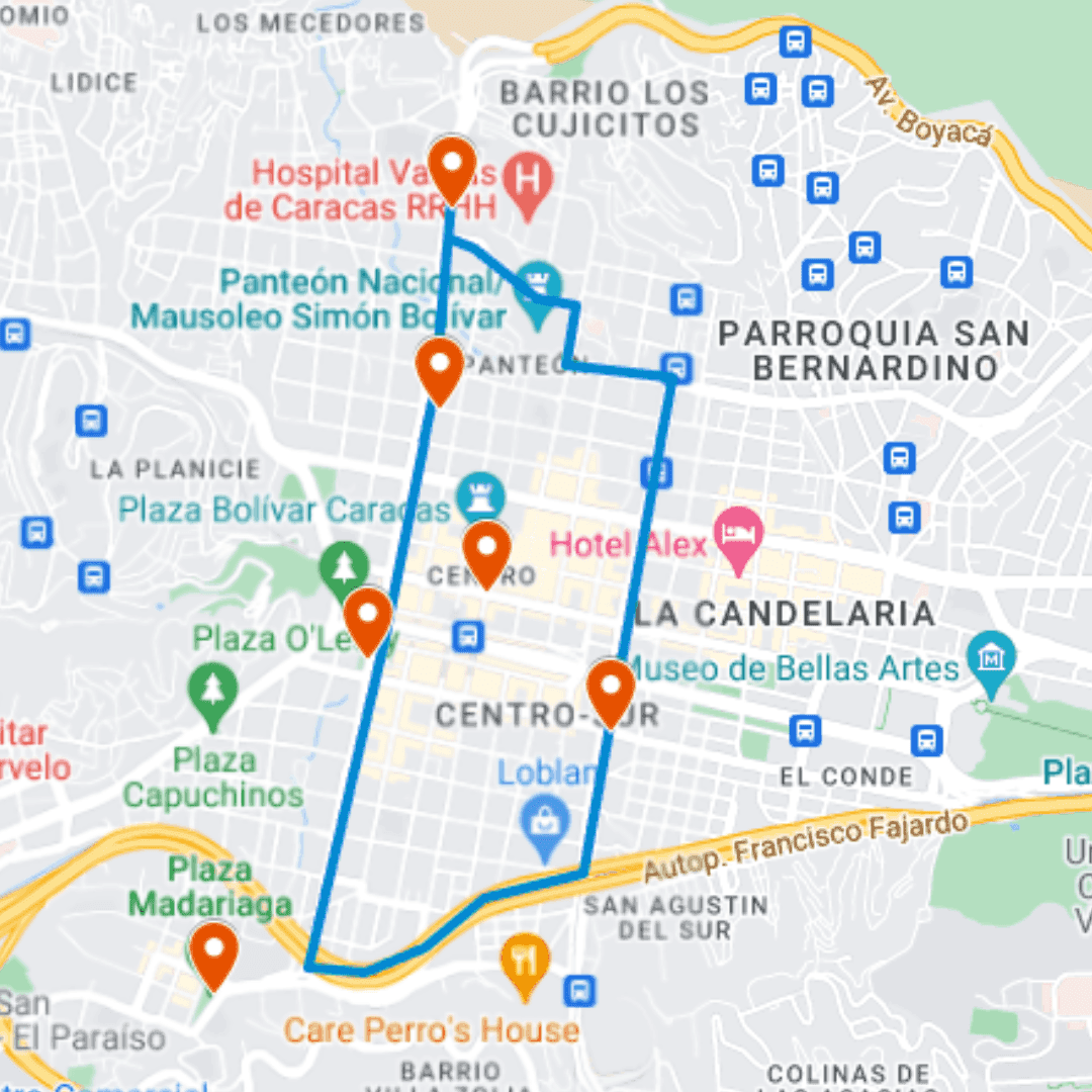Caracas Ruta de Bus 9: Av. Baralt - Comienzo de Boyacá
