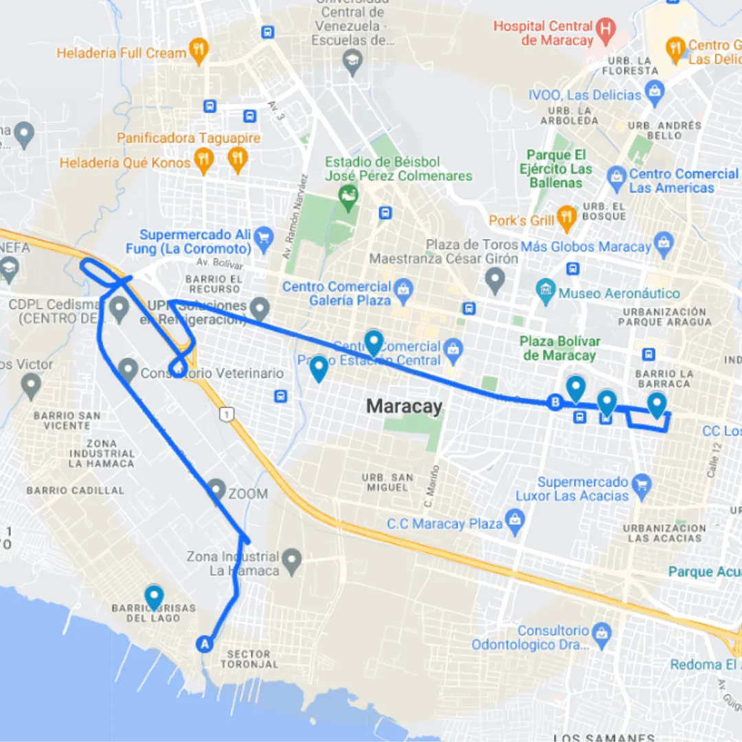 BUS-MCY-RUTA-2 Maracay Ruta de Bus 2: Terminal de Pasajeros - Brisas del Lago