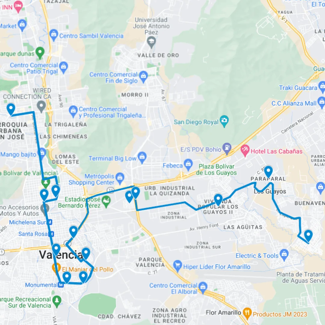 BUS-LOS-RUTA-2 Los Guayos Ruta de Bus 2: Uslar-Alicia Pietri de Caldera