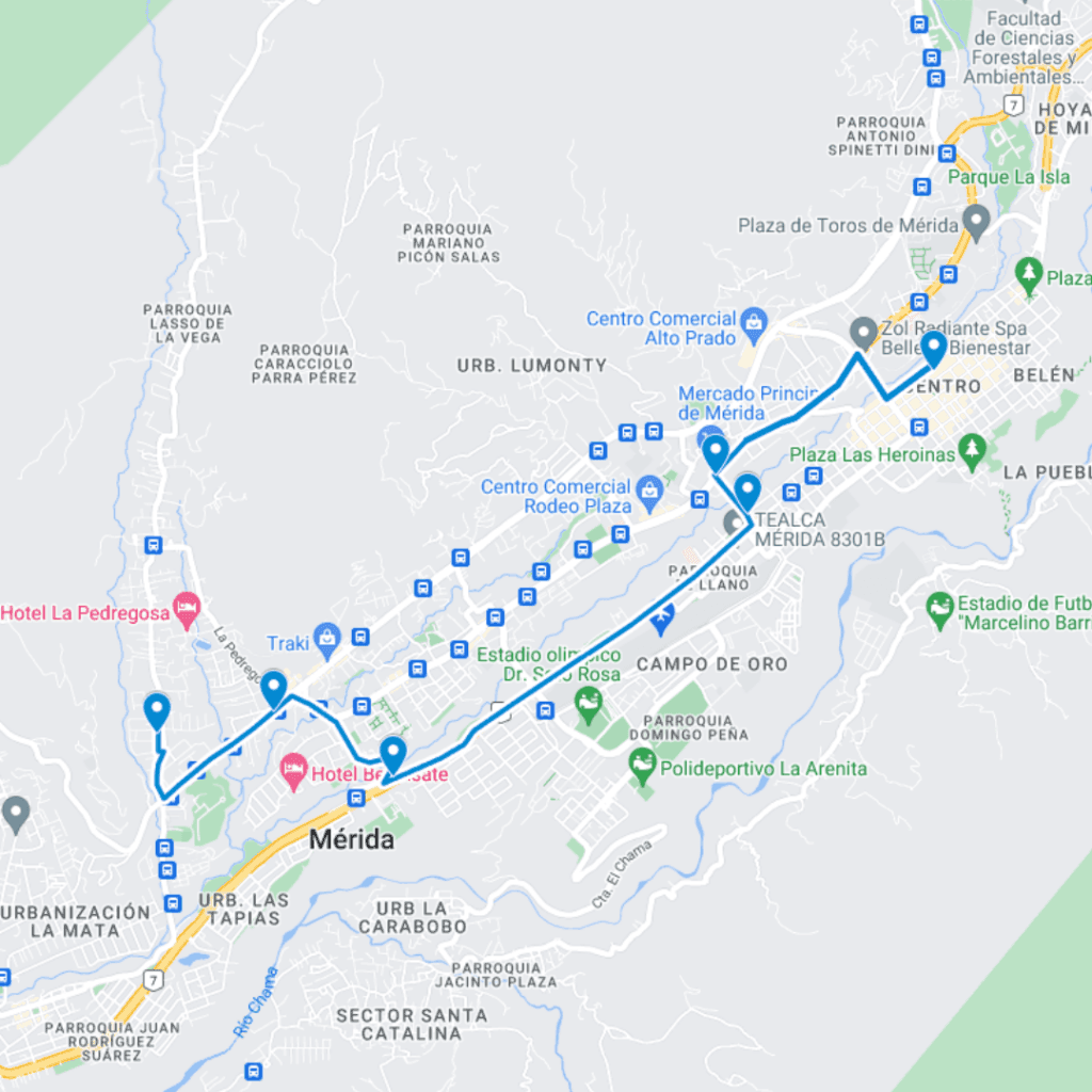 Mérida Ruta de Bus 1: Urb.Pedregosa Alta-Centro