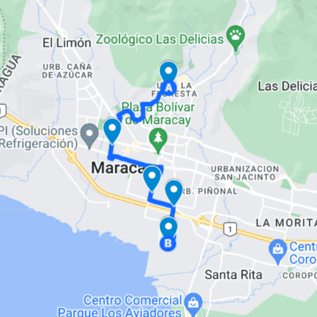 Maracay Ruta de Bus 1: Hospital - Terminal de Pasajeros