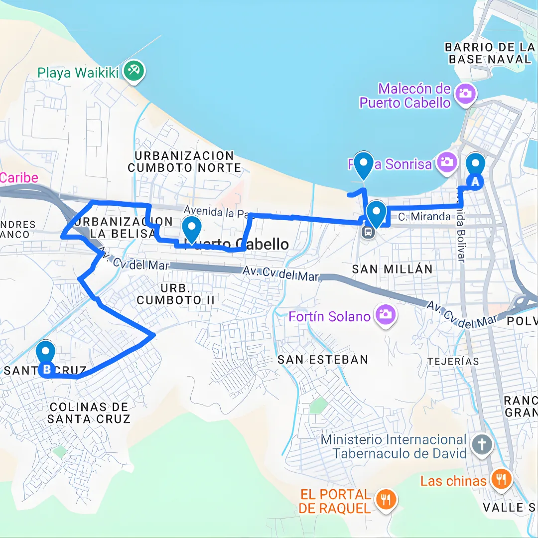 Valla publicitaria en Carabobo - Puerto Cabello Ruta de Bus 4: Terminal - Santa cruz